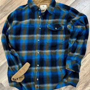 Legendary Whitetails Blue and Brown Plaid Shirt EUC